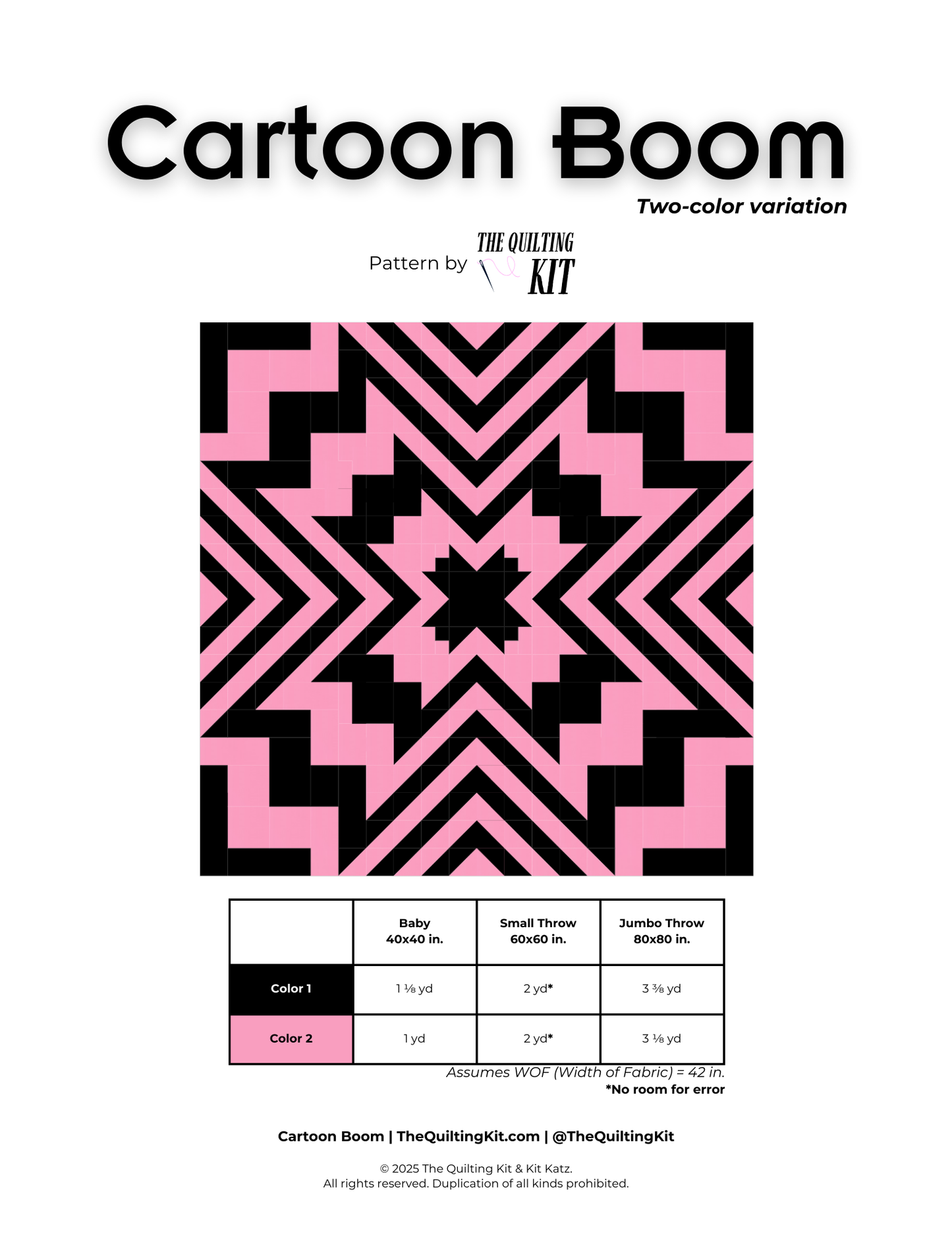 Cartoon Boom Quilt Pattern - PDF