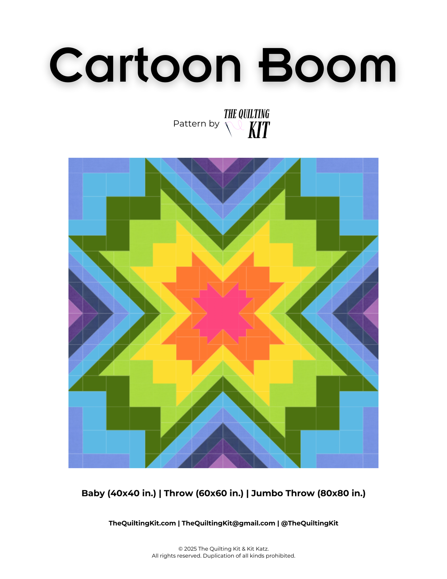 Cartoon Boom Quilt Pattern - PDF